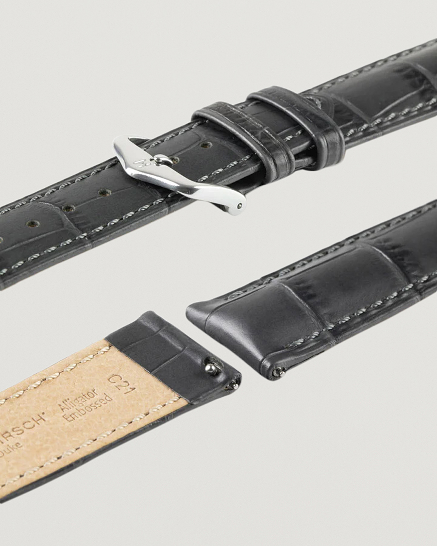 Men | Watch straps | HIRSCH | Duke Embossed Leather Watch Strap Grey