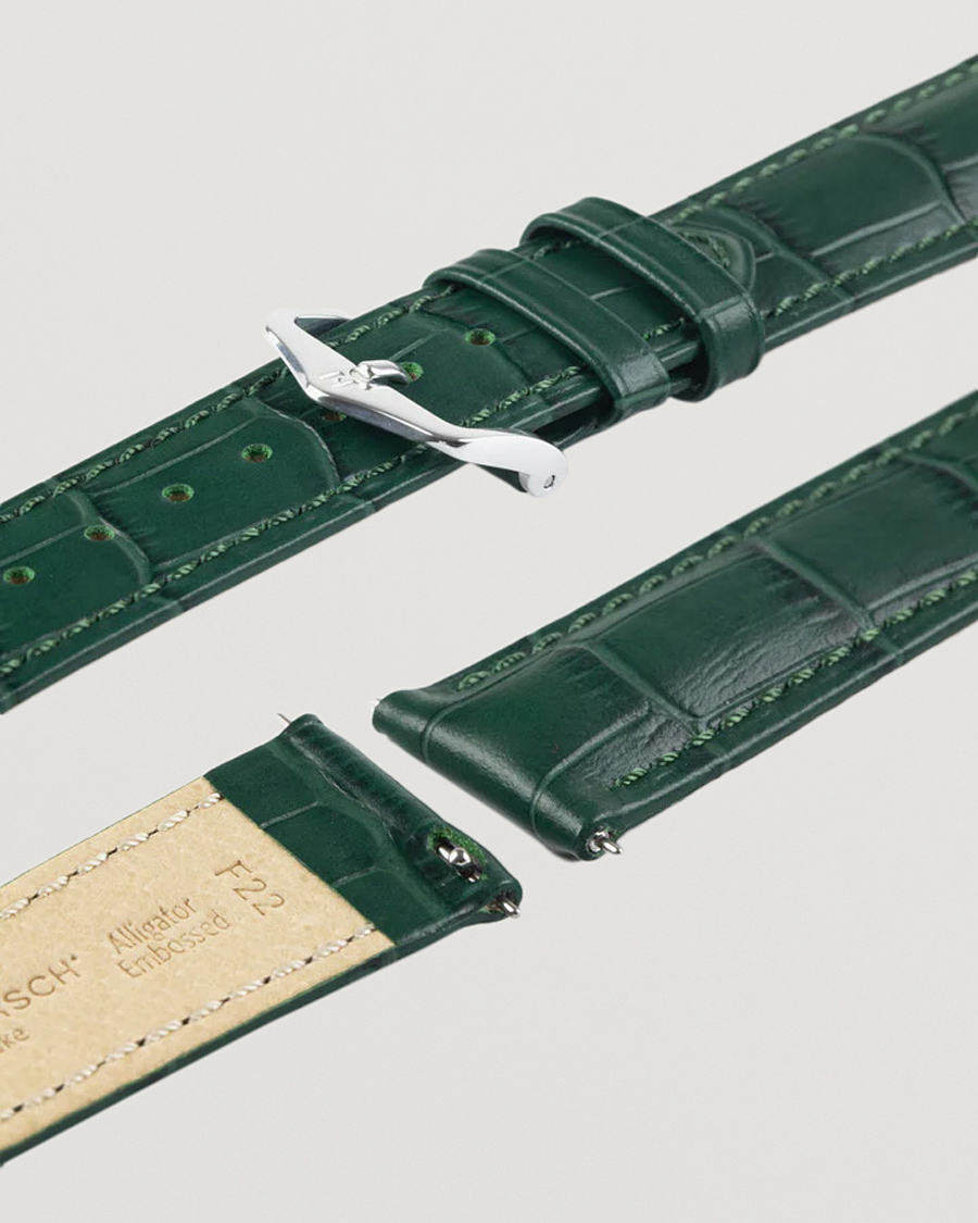 Men | Watch straps | HIRSCH | Duke Embossed Leather Watch Strap Green