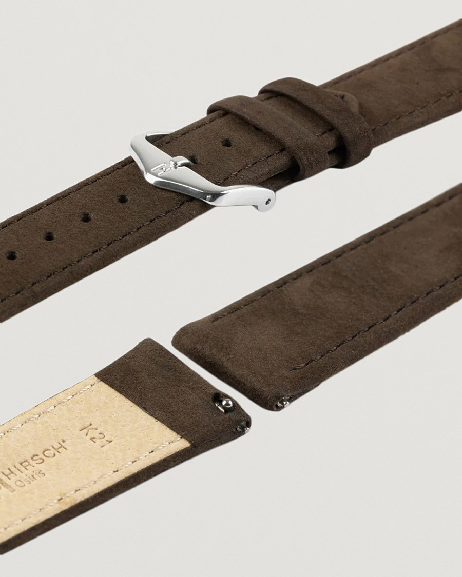 Men | Watch straps | HIRSCH | Osiris Calf Leather Nubuck Effect Watch Strap Brown