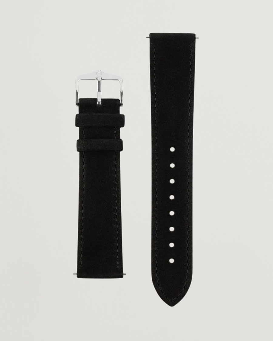 Men | Watch straps | HIRSCH | Osiris Calf Leather Nubuck Effect Watch Strap Black
