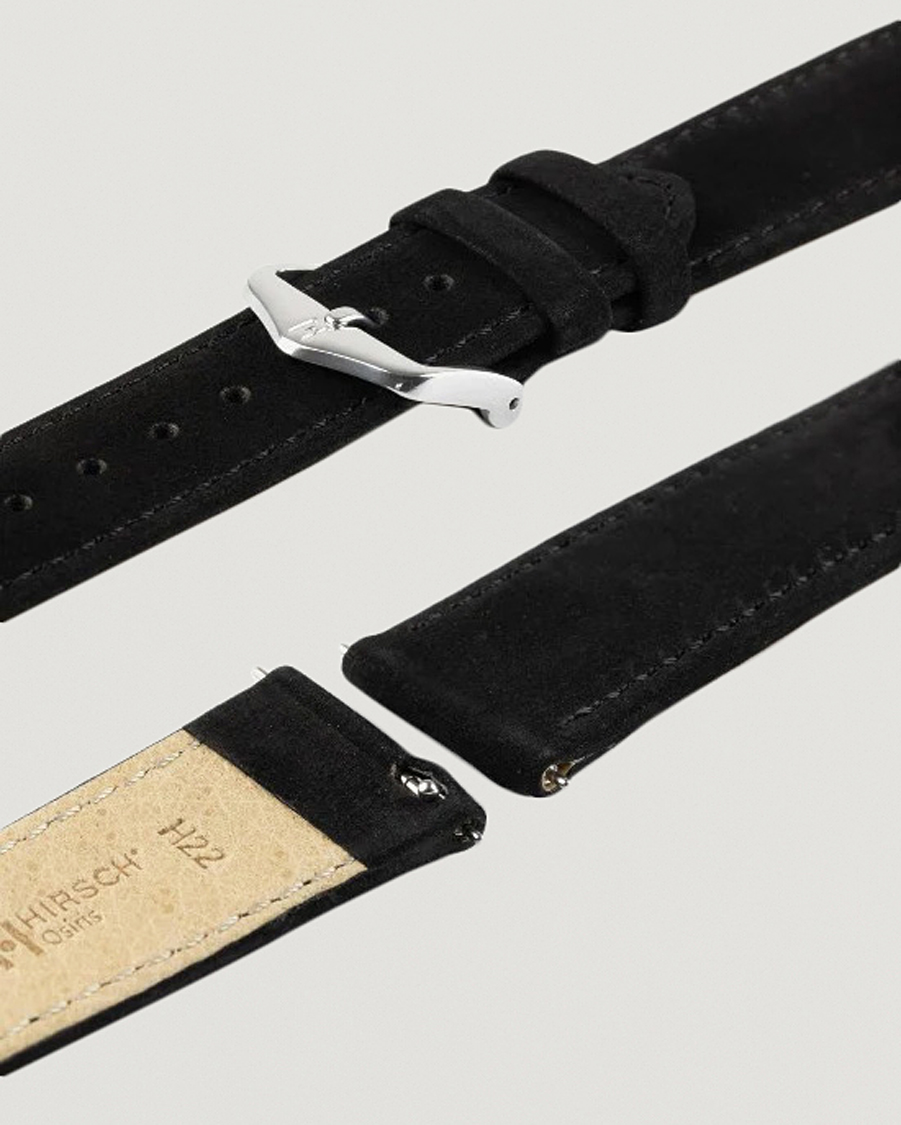 Men | Watch straps | HIRSCH | Osiris Calf Leather Nubuck Effect Watch Strap Black