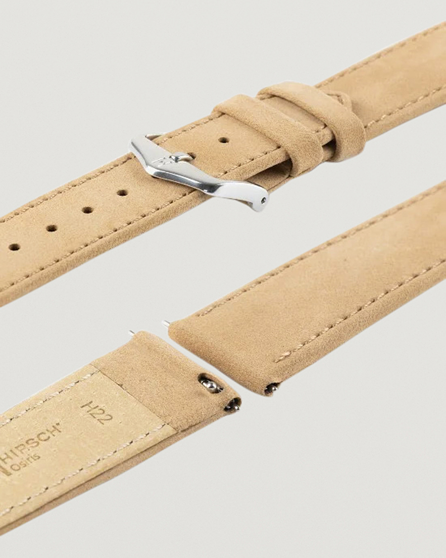 Men | Watch straps | HIRSCH | Osiris Calf Leather Nubuck Effect Watch Strap Beige