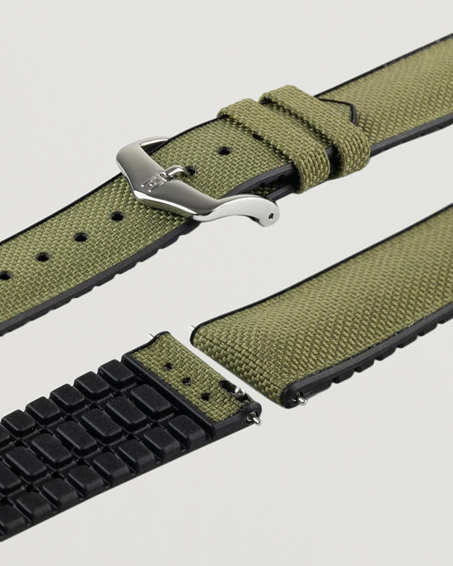 Men | Watch straps | HIRSCH | Arne Sailcloth Effect Performance Watch Strap Olive