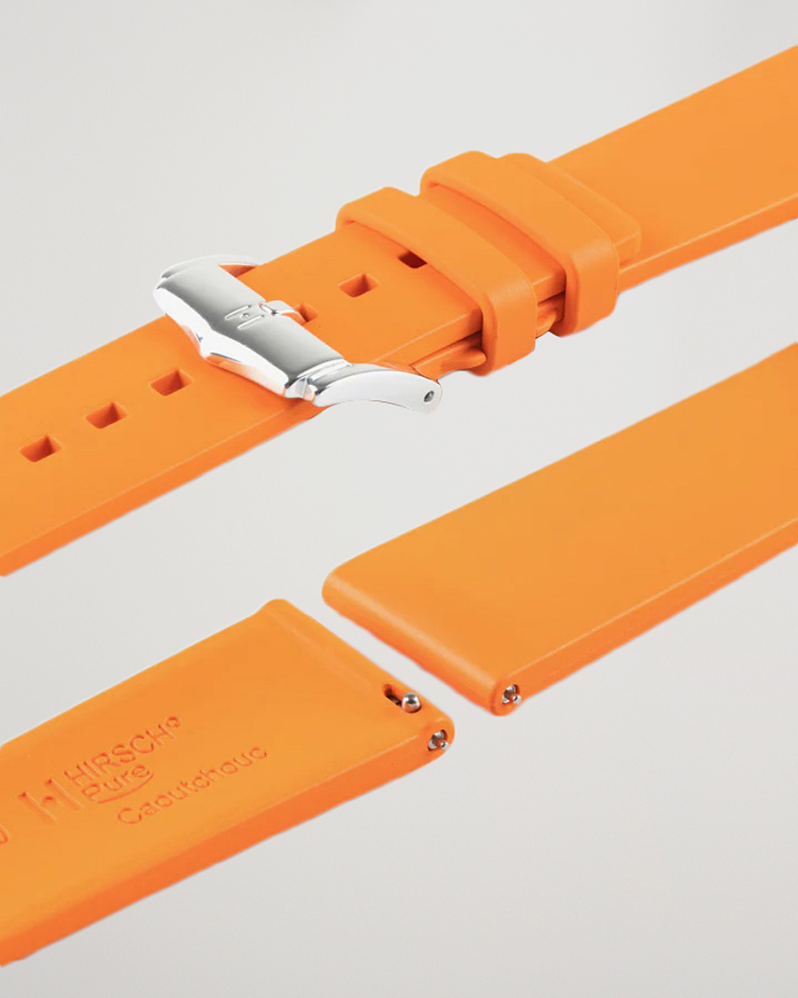 Men | Watch straps | HIRSCH | Pure Natural Rubber Watch Strap Orange