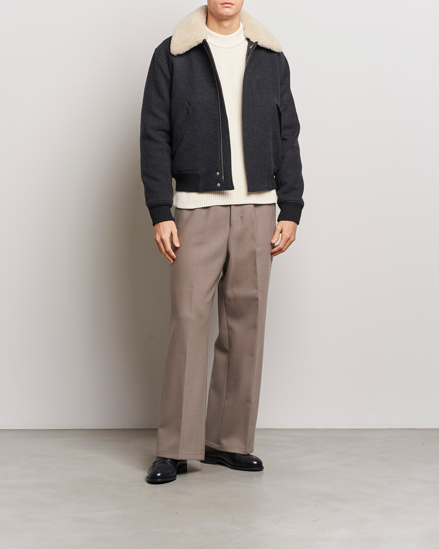 Men | Coats & Jackets | AMI | Shearling Bomber Jacket Heather Grey