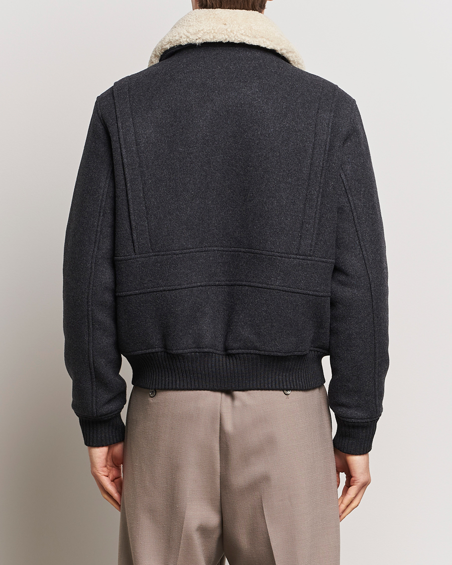 Men | Coats & Jackets | AMI | Shearling Bomber Jacket Heather Grey