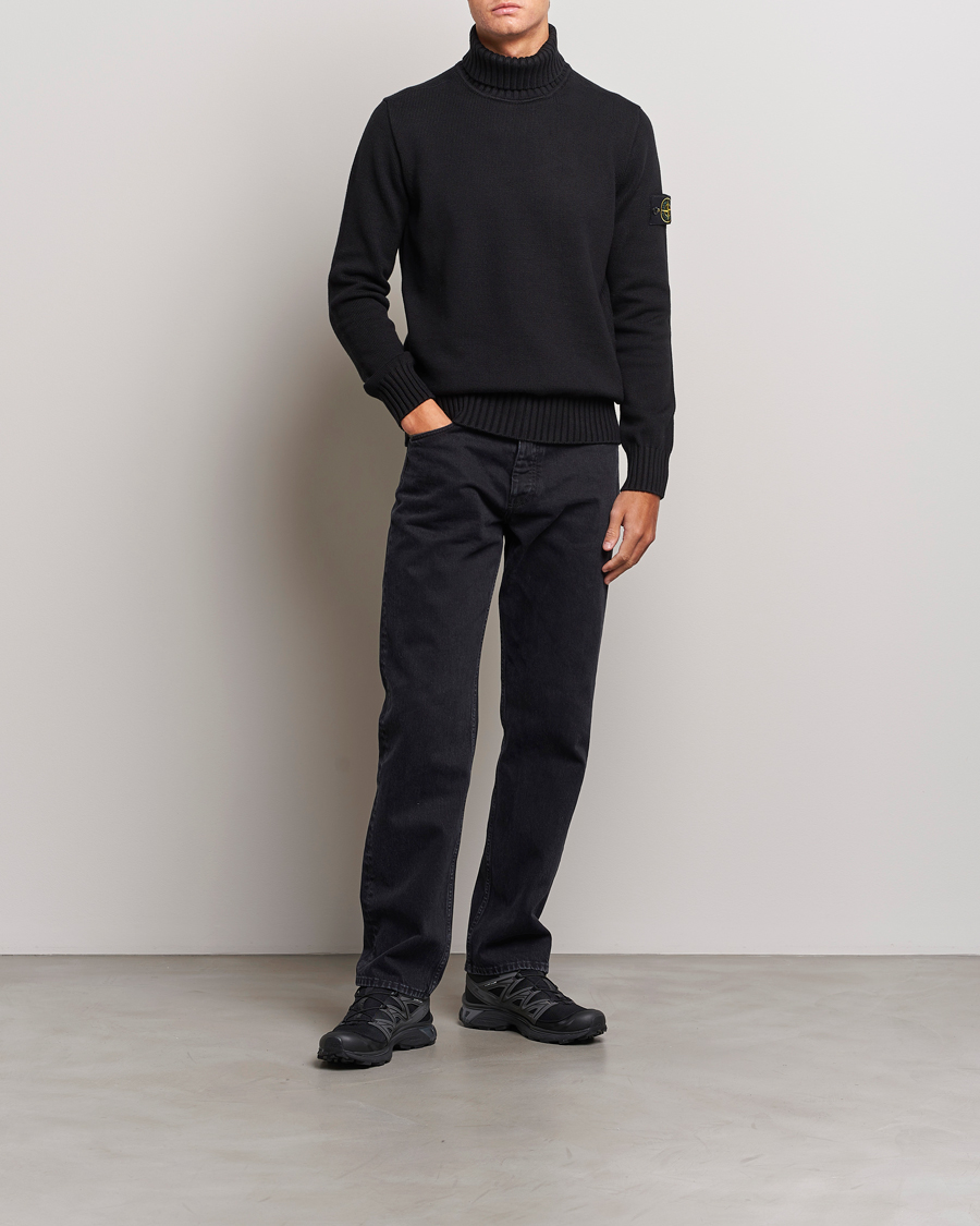 Men | Sweaters & Knitwear | Stone Island | Winter Cotton Polo Black