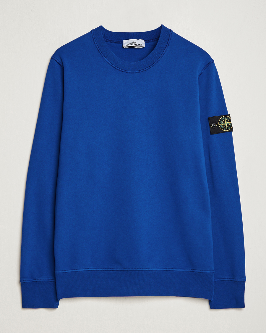 Men | Sweaters & Knitwear | Stone Island | Garment Dyed Fleece Sweatshirt Bright Blue