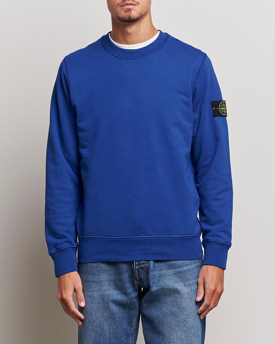 Men | Sweaters & Knitwear | Stone Island | Garment Dyed Fleece Sweatshirt Bright Blue
