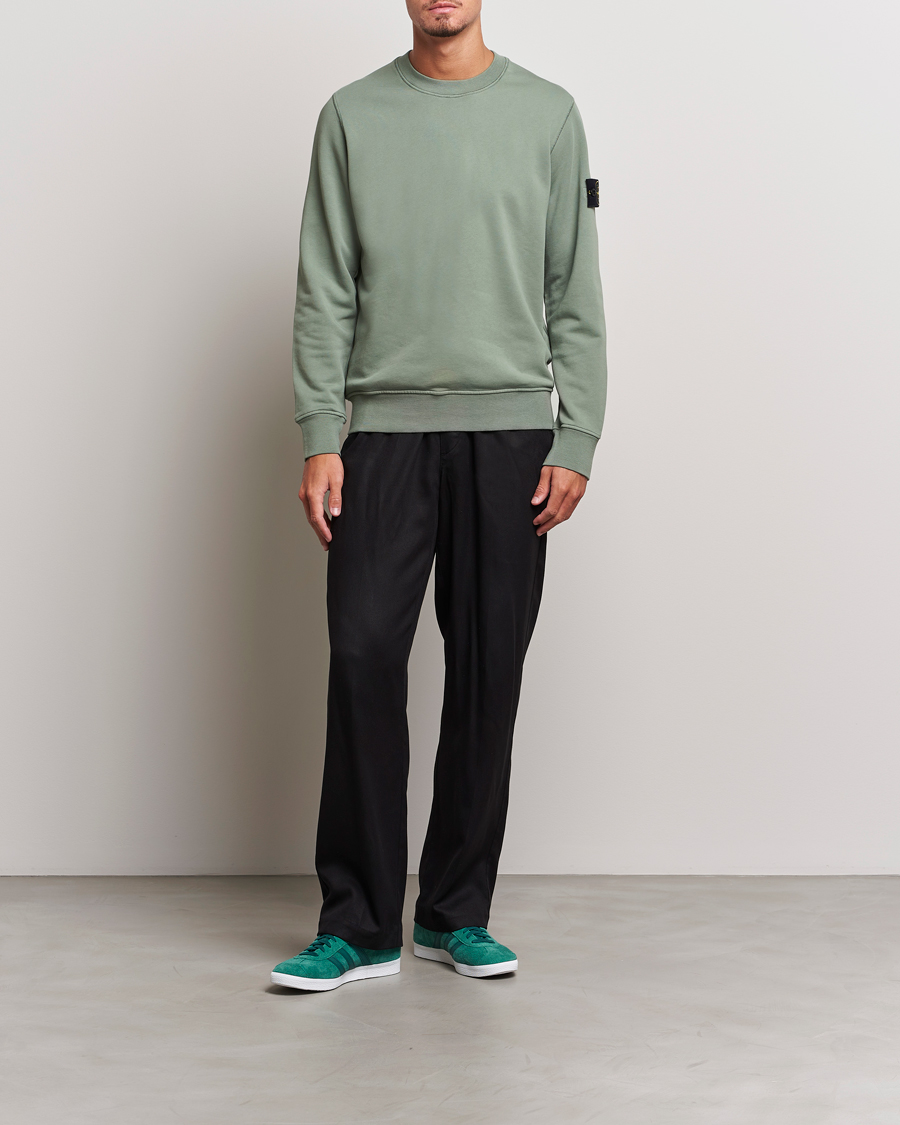 Men | Sweaters & Knitwear | Stone Island | Garment Dyed Fleece Sweatshirt Sage