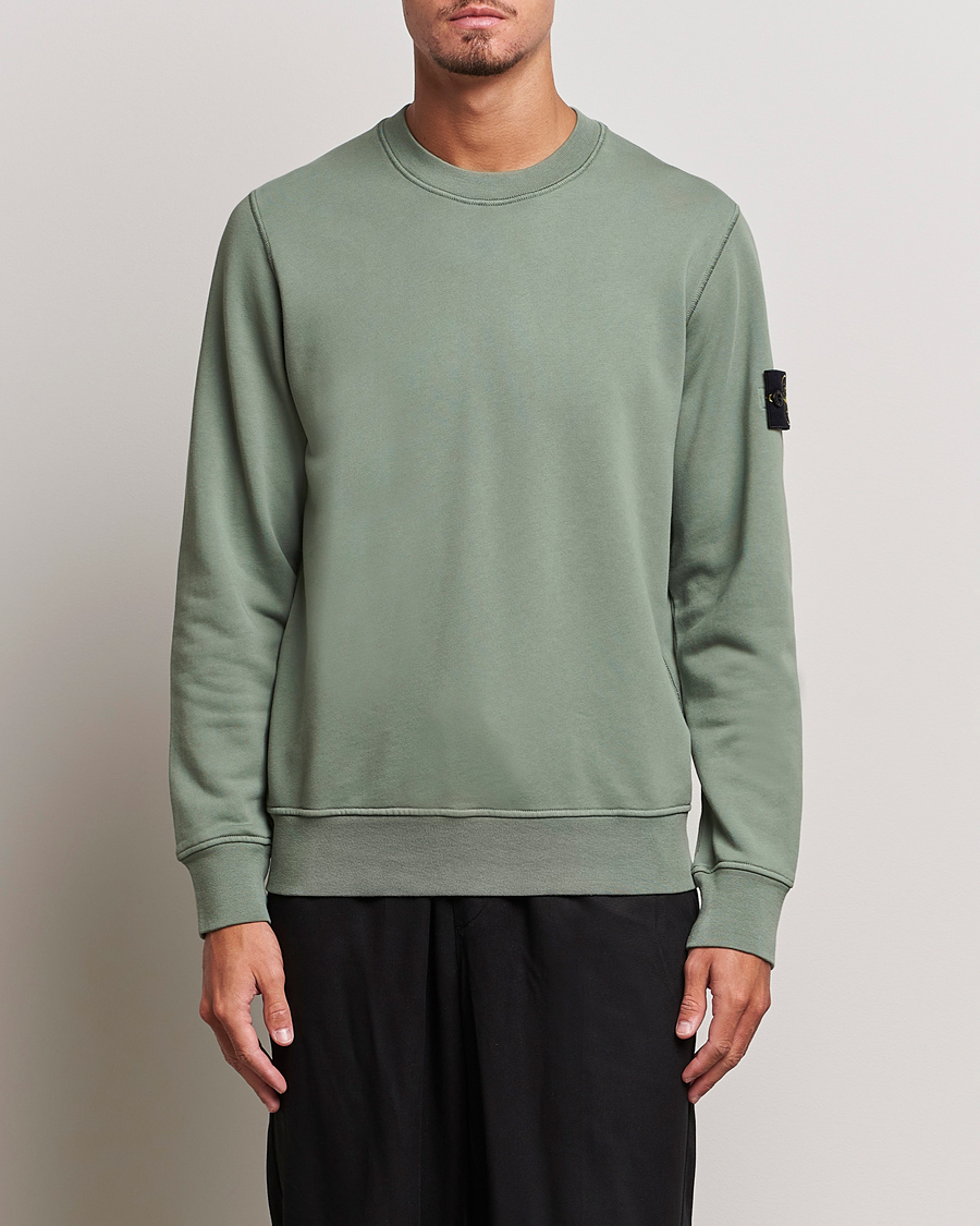 Men | Sweaters & Knitwear | Stone Island | Garment Dyed Fleece Sweatshirt Sage