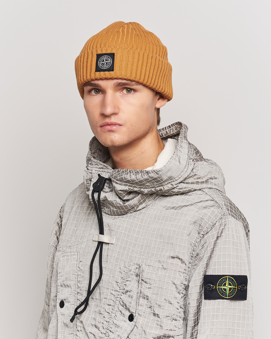 Men | Stone Island Full Rib Wool Beanie Rust | Stone Island | Full Rib Wool Beanie Rust