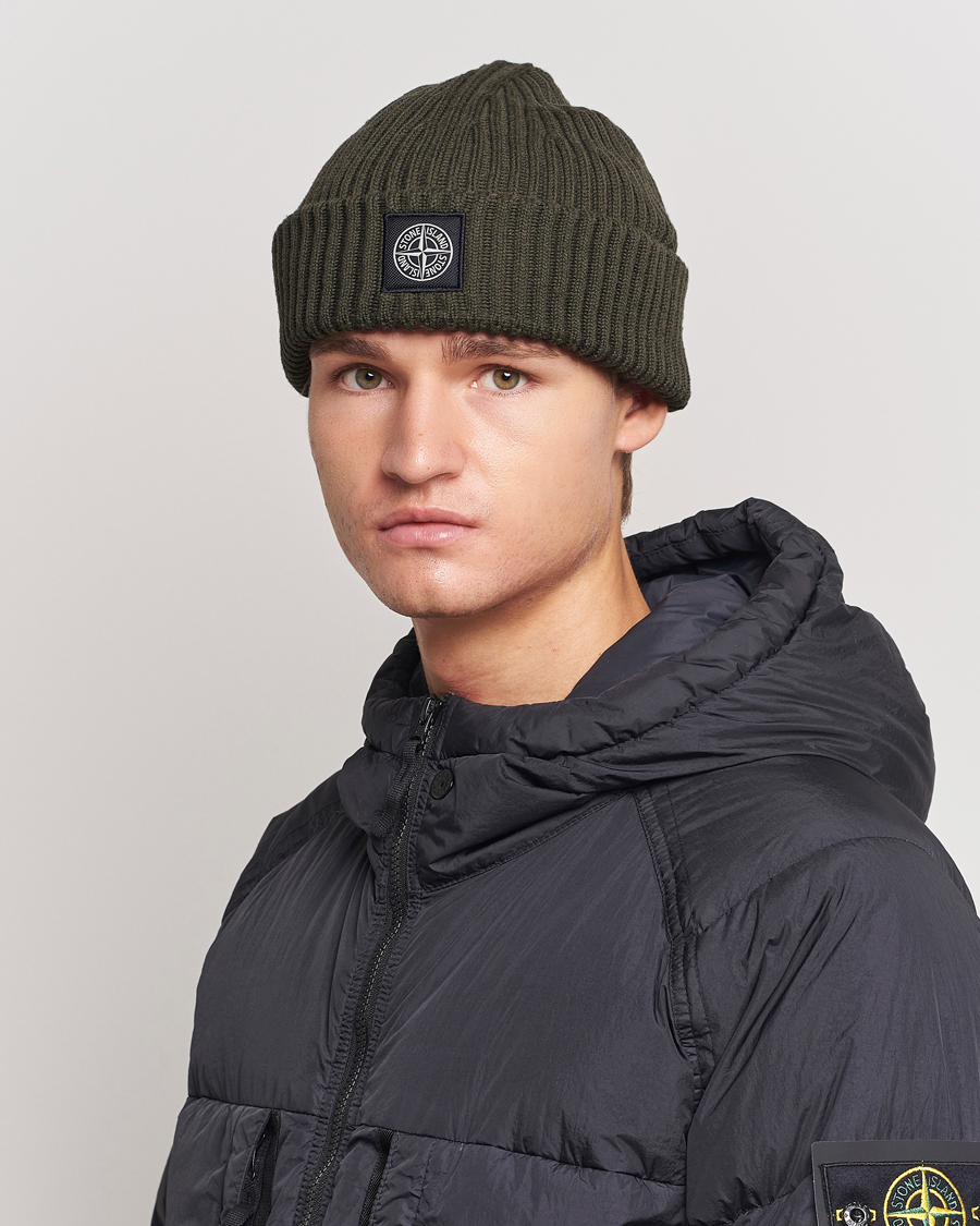 Men | Stone Island Full Rib Wool Beanie Olive | Stone Island | Full Rib Wool Beanie Olive