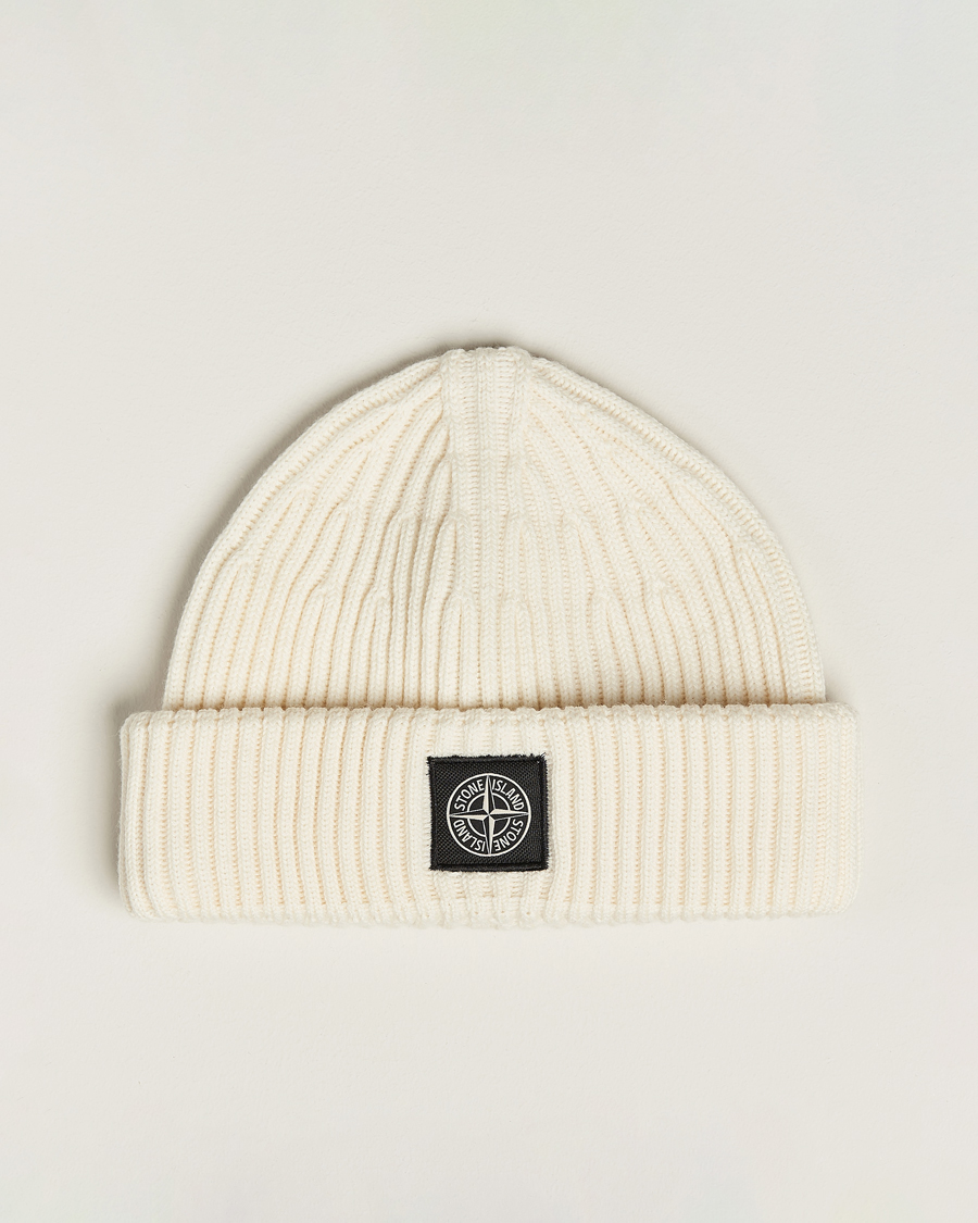 Men | Stone Island Full Rib Wool Beanie Natural | Stone Island | Full Rib Wool Beanie Natural