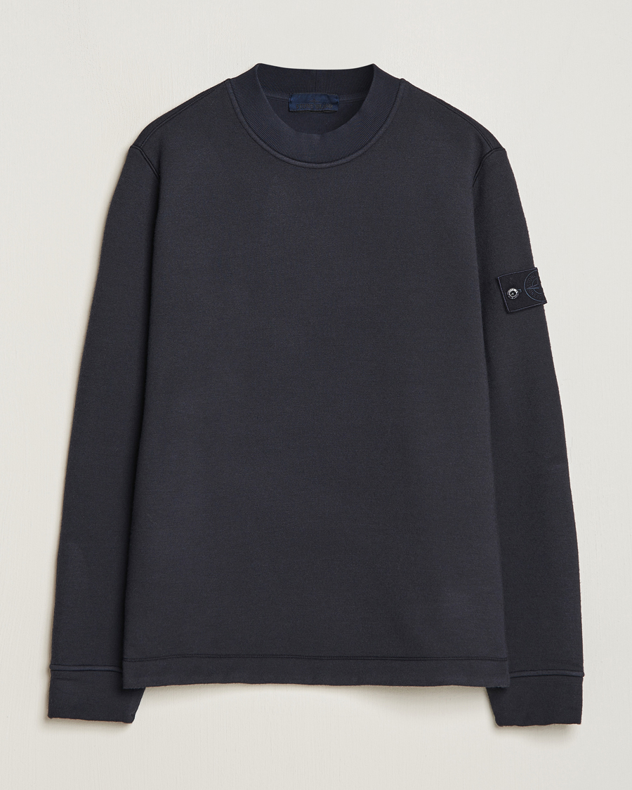 Men | Sweaters & Knitwear | Stone Island | Ghost Piece Wool Fleece Sweater Navy Blue