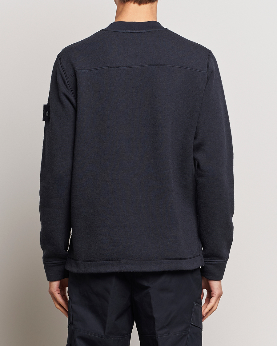 Men | Sweaters & Knitwear | Stone Island | Ghost Piece Wool Fleece Sweater Navy Blue