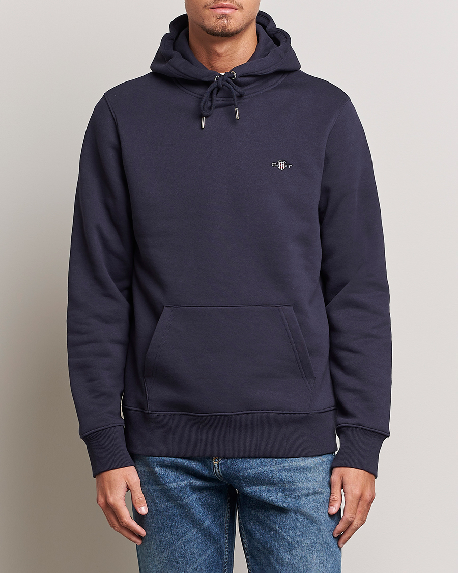 Men | Sweaters & Knitwear | GANT | Original Shield Logo Hoodie Evening Blue