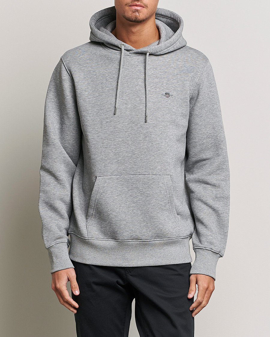 Men | Sweaters & Knitwear | GANT | Original Shield Logo Hoodie Grey Melange