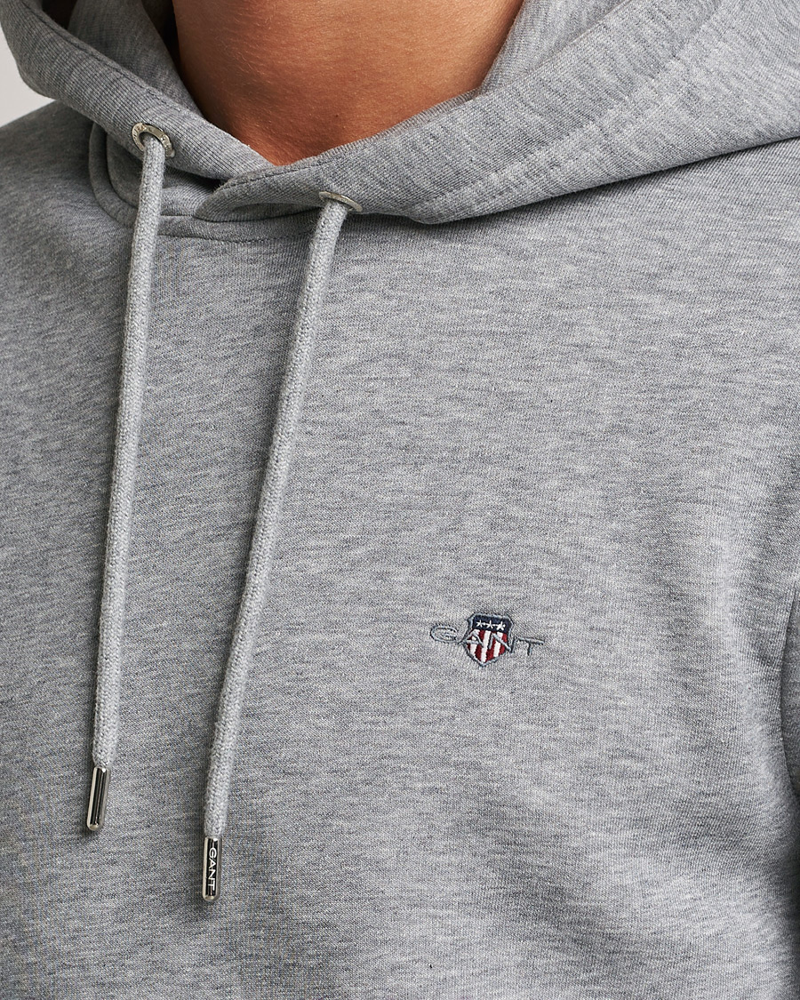 Men | Sweaters & Knitwear | GANT | Original Shield Logo Hoodie Grey Melange