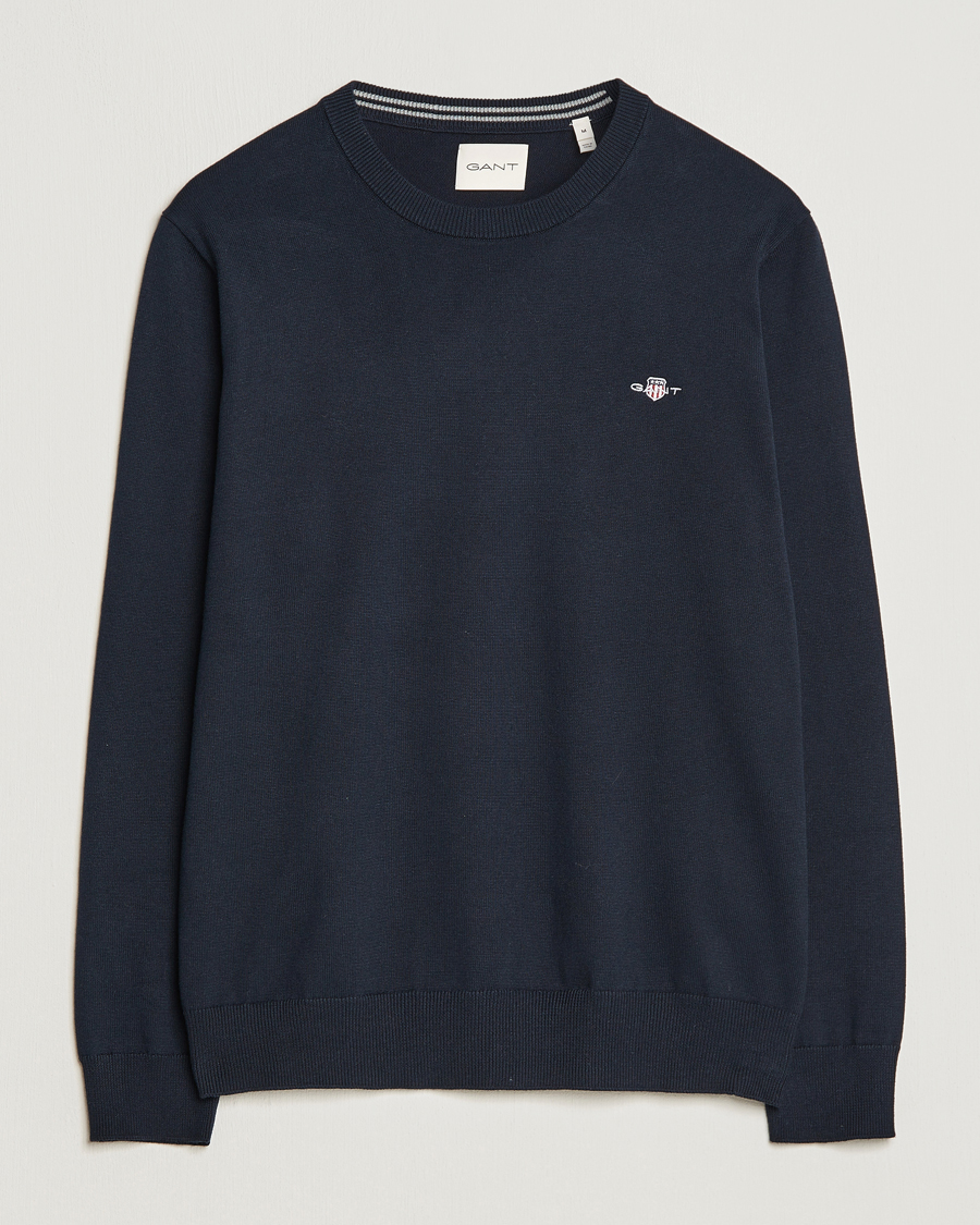 Men | Sweaters & Knitwear | Gant | Classic Cotton Crew Neck Evening Blue