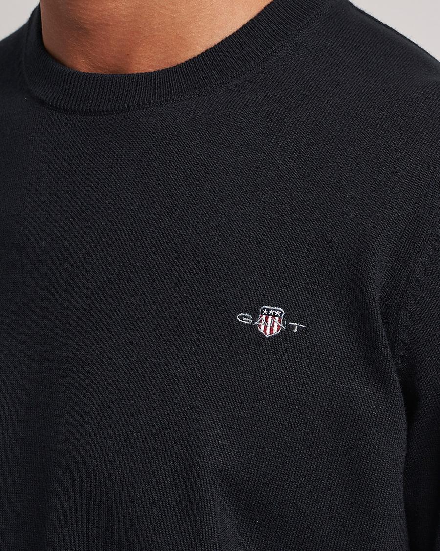 Men | Sweaters & Knitwear | GANT | Classic Cotton Crew Neck Black