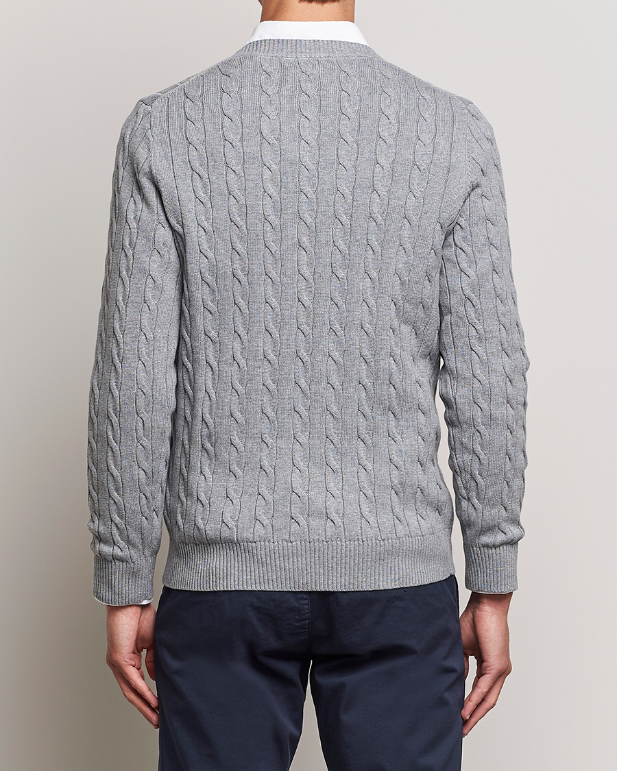 Men | Sweaters & Knitwear | Gant | Cotton Cable Crew Neck Grey Melange