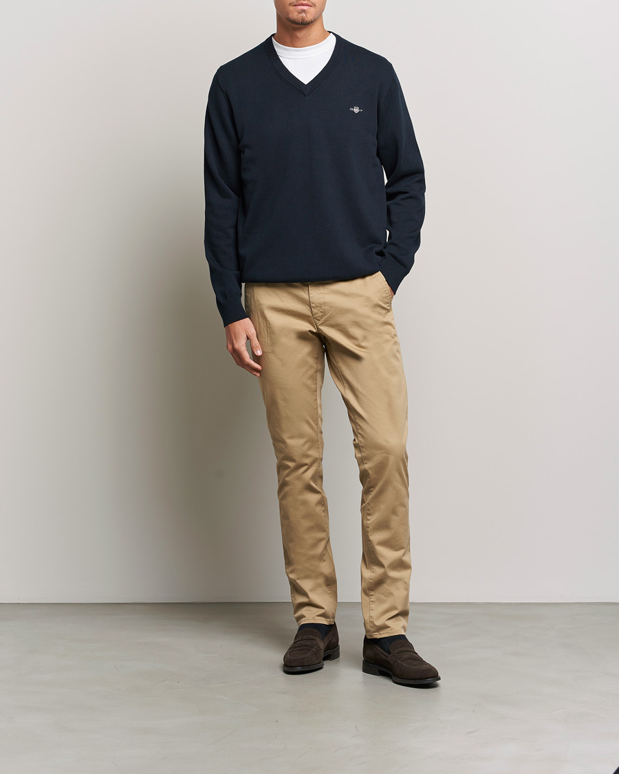 Men | Trousers | GANT | Slim Fit Twill Chino Dark Khaki