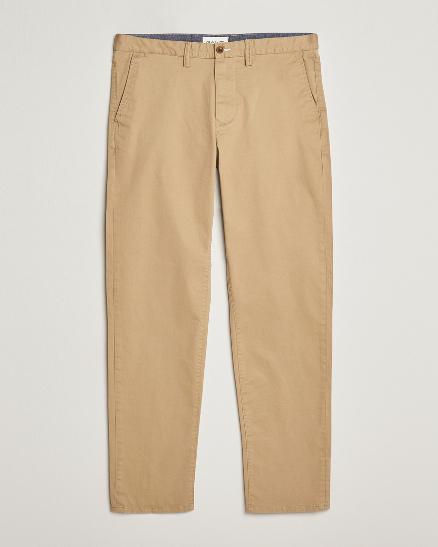 Men | Trousers | GANT | Regular Fit Twill Chino Dark Khaki