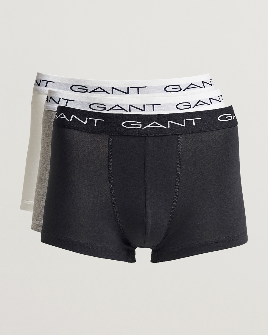 Men | Underwear & Socks | GANT | 3-Pack Trunk Boxer White/Black/Grey
