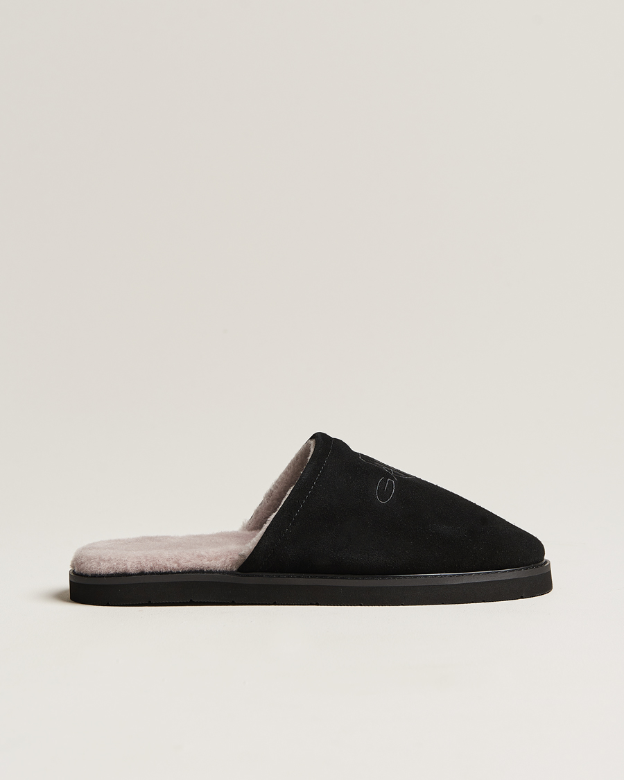 Men | GANT Tamaware Suede Slippers Black | GANT | Tamaware Suede Slippers Black