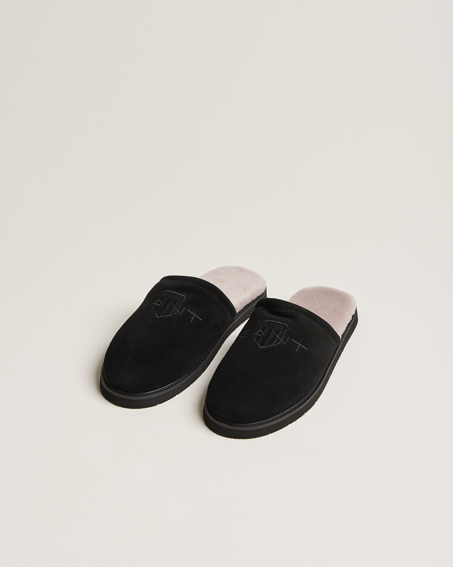 Men | GANT Tamaware Suede Slippers Black | GANT | Tamaware Suede Slippers Black