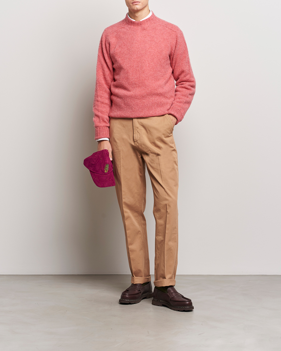 Men | Sweaters & Knitwear | Drake's | Brushed Shetland Mock Neck Jumper Pink
