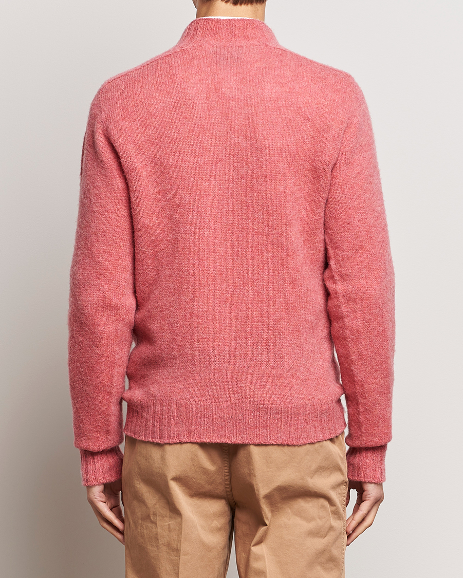 Men | Sweaters & Knitwear | Drake's | Brushed Shetland Mock Neck Jumper Pink