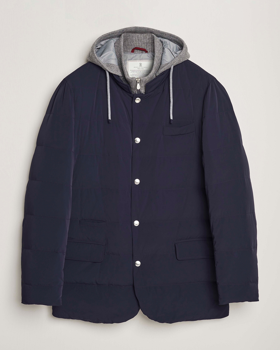 Men | Coats & Jackets | Brunello Cucinelli | Nylon Down Blazer Jacket Navy