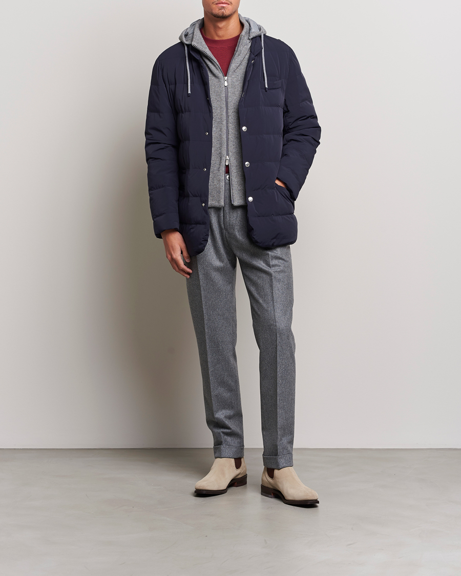 Men | Coats & Jackets | Brunello Cucinelli | Nylon Down Blazer Jacket Navy