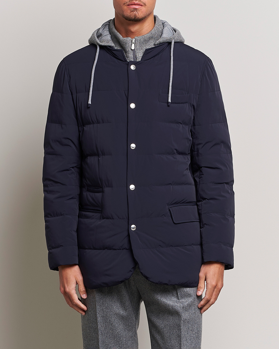 Men | Coats & Jackets | Brunello Cucinelli | Nylon Down Blazer Jacket Navy