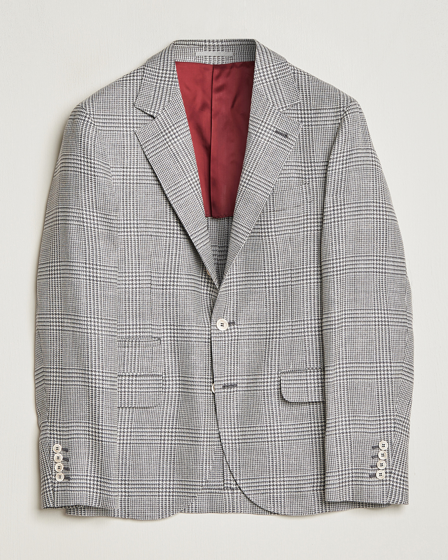Brunello Cucinelli Prince Of Wales Check Blazer Pearl Grey at