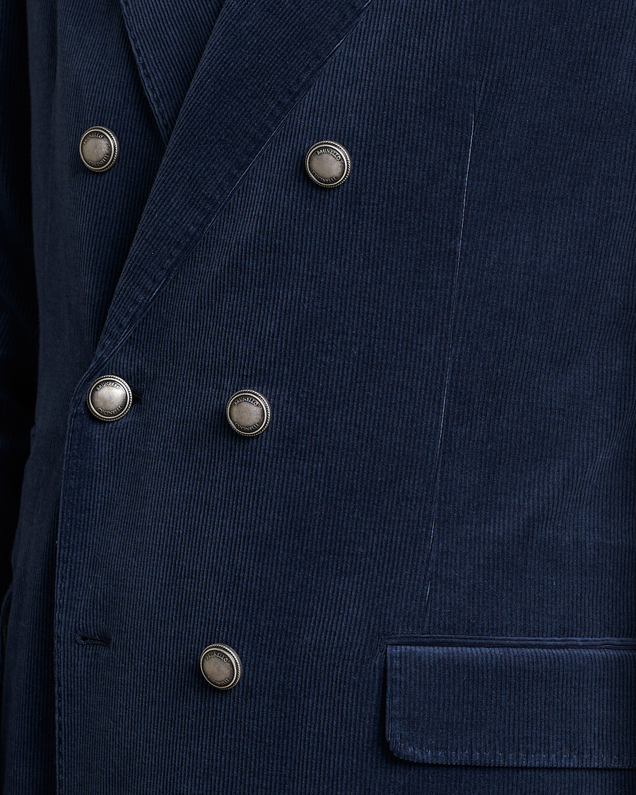 Men | Blazers | Brunello Cucinelli | Double Breasted Corduroy Blazer Royal Blue