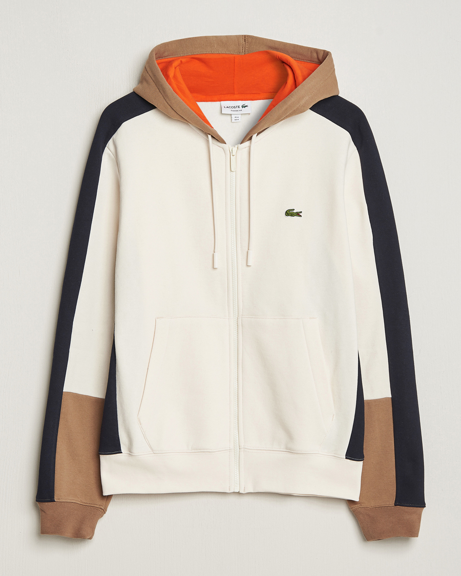 Men | Sweaters & Knitwear | Lacoste | Colorblocked Full Zip Hoodie Lapland/Cookie