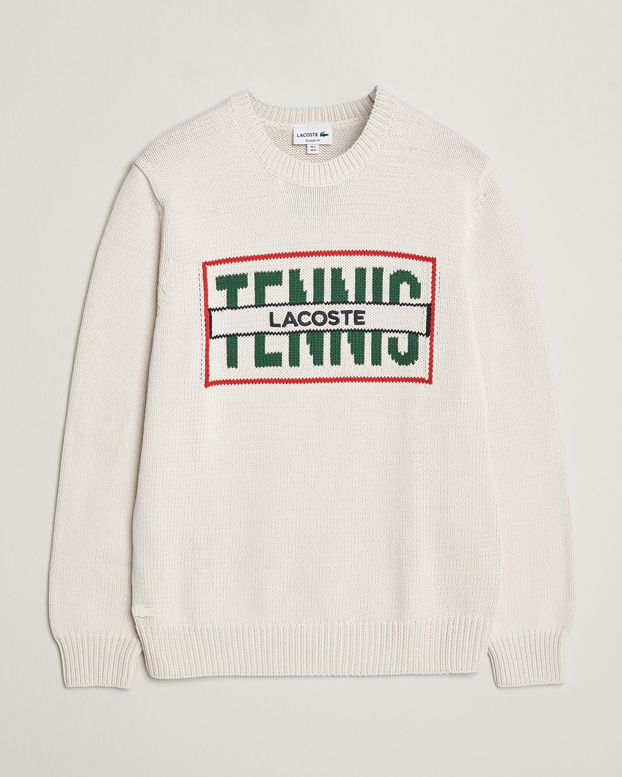 Men | Sweaters & Knitwear | Lacoste | Retro Logo Knitted Crew Neck Sweater Lapland
