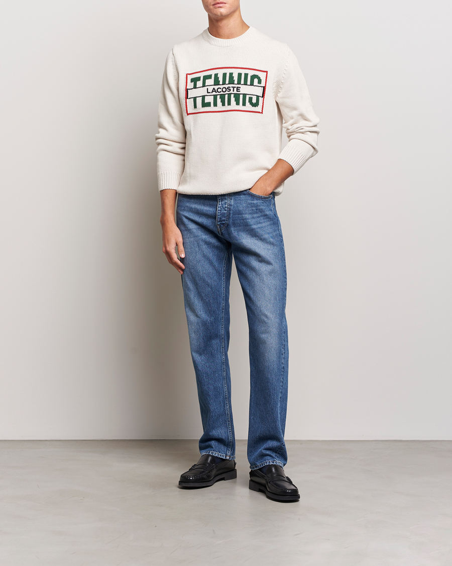 Men | Sweaters & Knitwear | Lacoste | Retro Logo Knitted Crew Neck Sweater Lapland