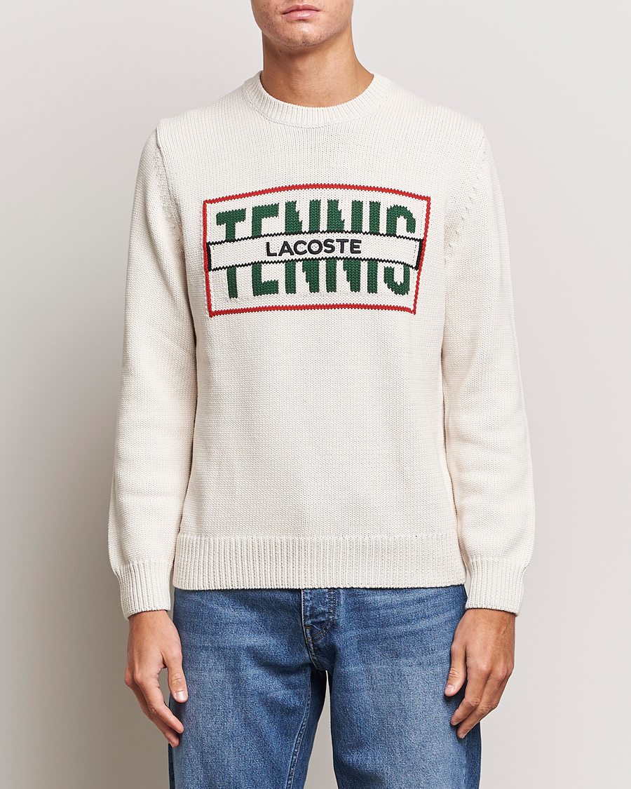 Men | Sweaters & Knitwear | Lacoste | Retro Logo Knitted Crew Neck Sweater Lapland