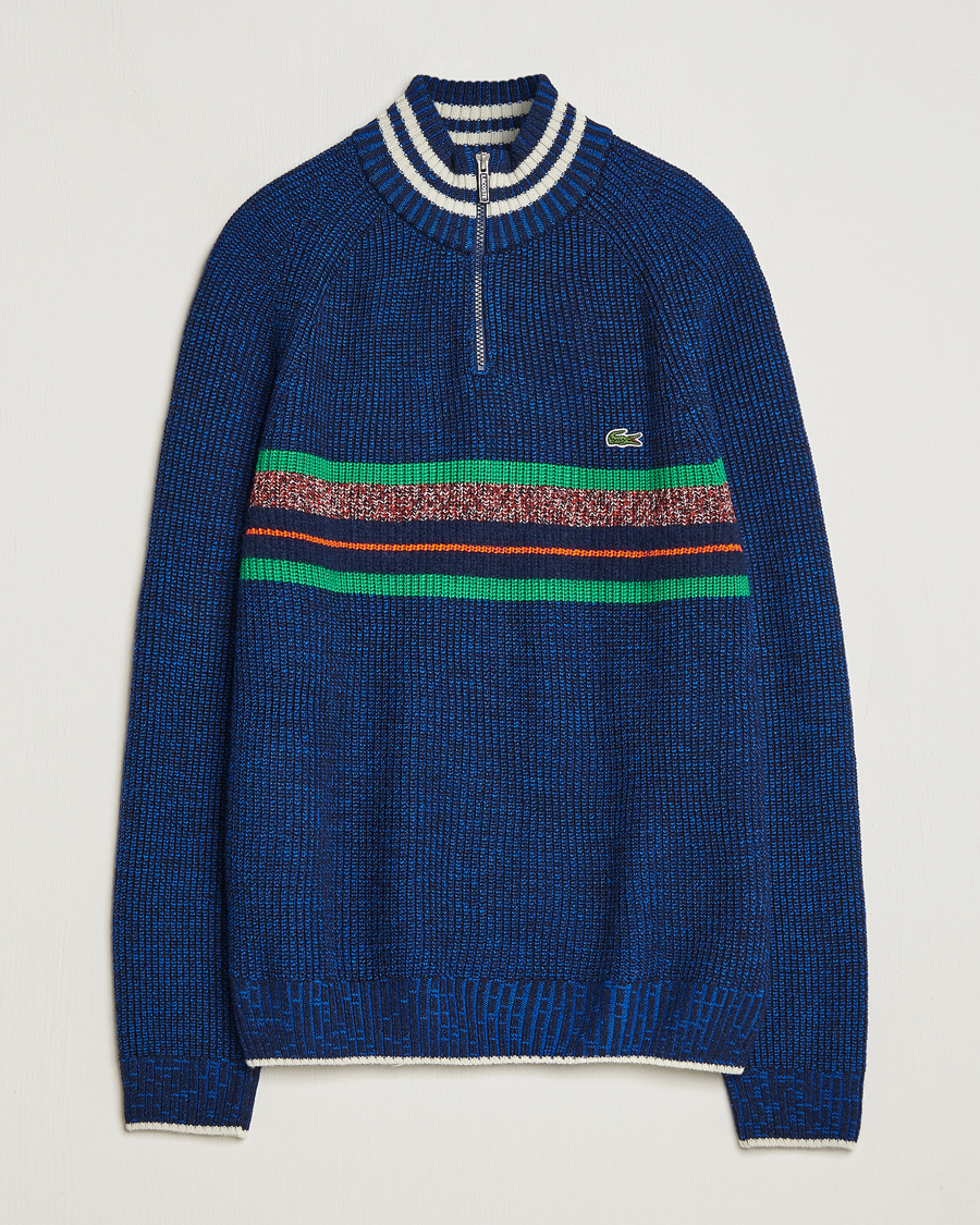 Men | Sweaters & Knitwear | Lacoste | Colorblocked Knitted Half Zip Navy Blue