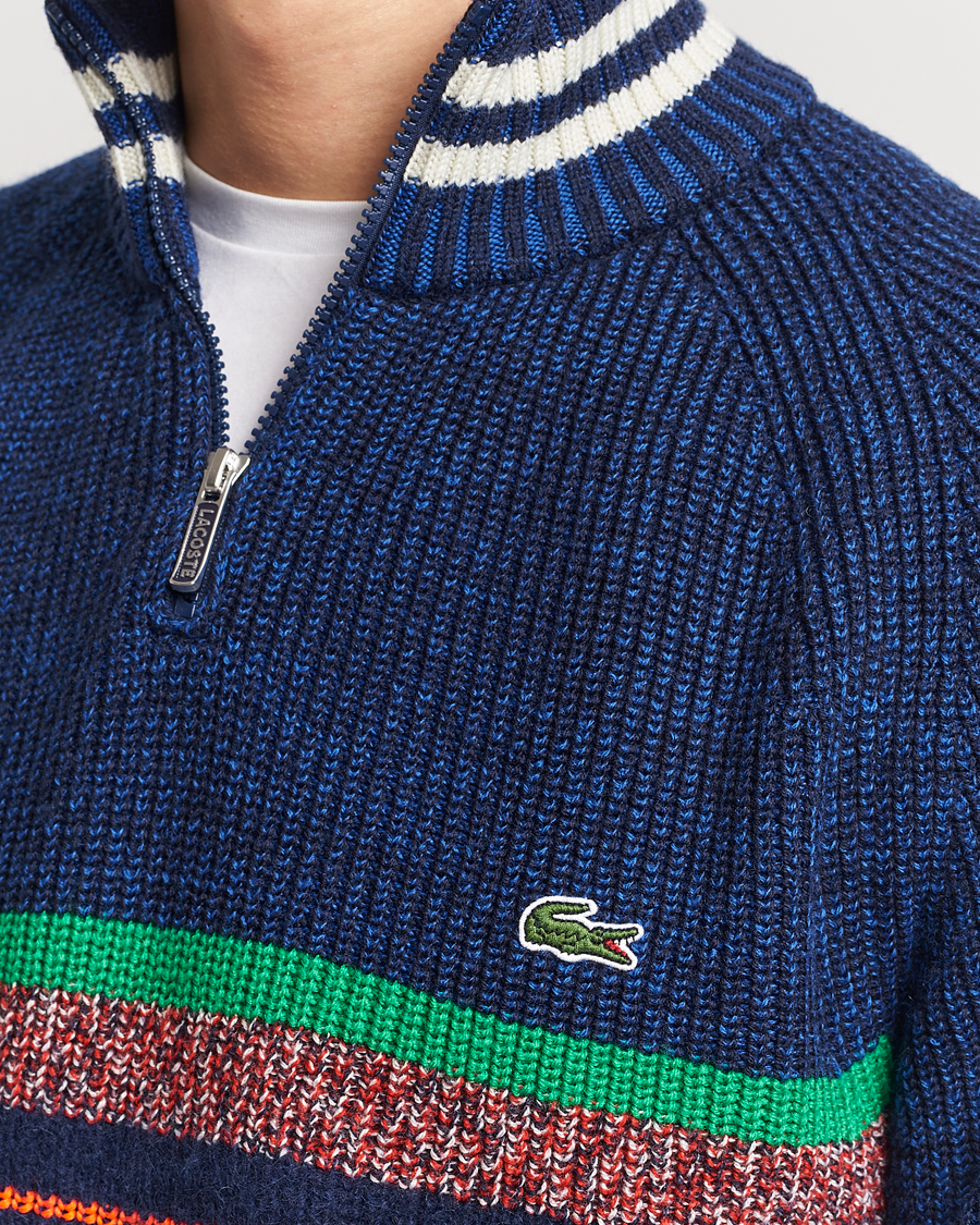 Men | Sweaters & Knitwear | Lacoste | Colorblocked Knitted Half Zip Navy Blue