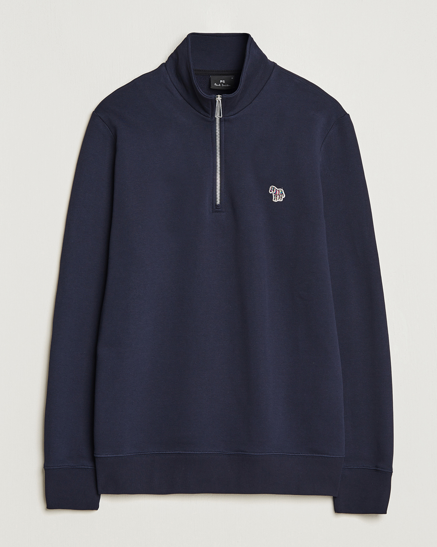 Men | Sweaters & Knitwear | PS Paul Smith | Zebra Organic Cotton Sweat Half Zip Navy