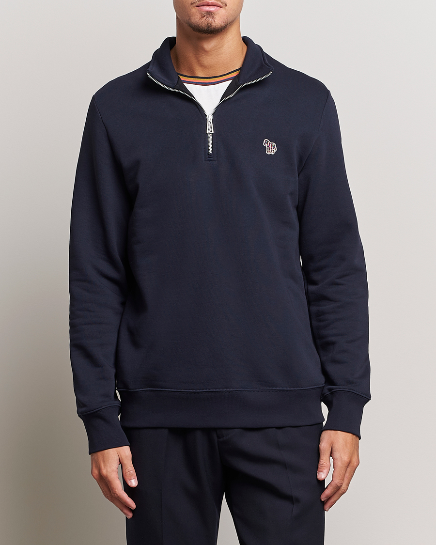 Men | Sweaters & Knitwear | PS Paul Smith | Zebra Organic Cotton Sweat Half Zip Navy