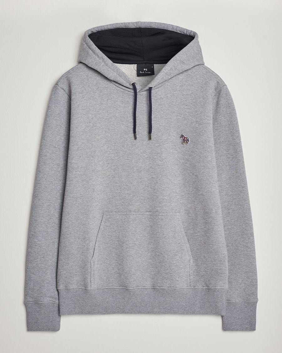 Men | Sweaters & Knitwear | PS Paul Smith | Zebra Organic Cotton Hoodie Grey Melange