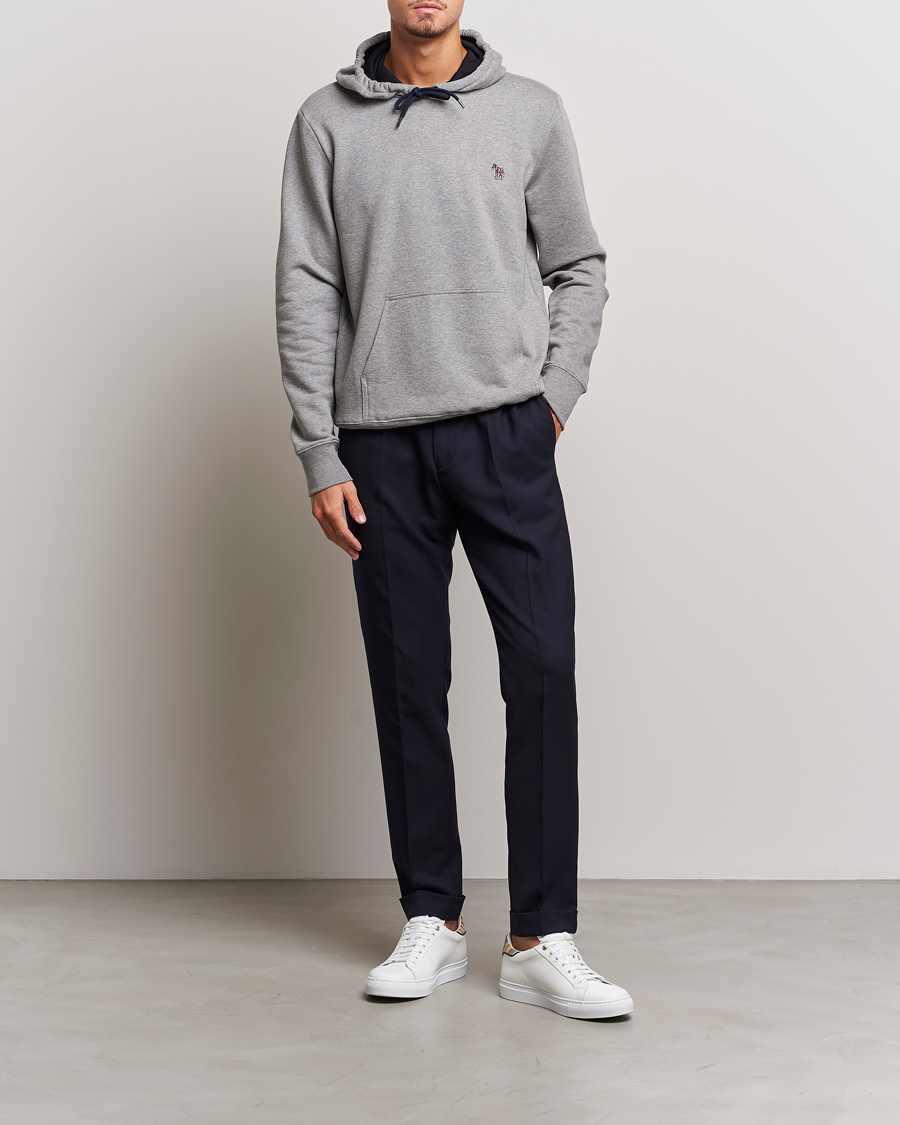 Men | Sweaters & Knitwear | PS Paul Smith | Zebra Organic Cotton Hoodie Grey Melange
