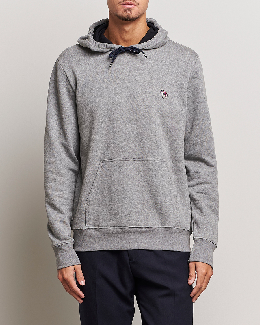Men | Sweaters & Knitwear | PS Paul Smith | Zebra Organic Cotton Hoodie Grey Melange