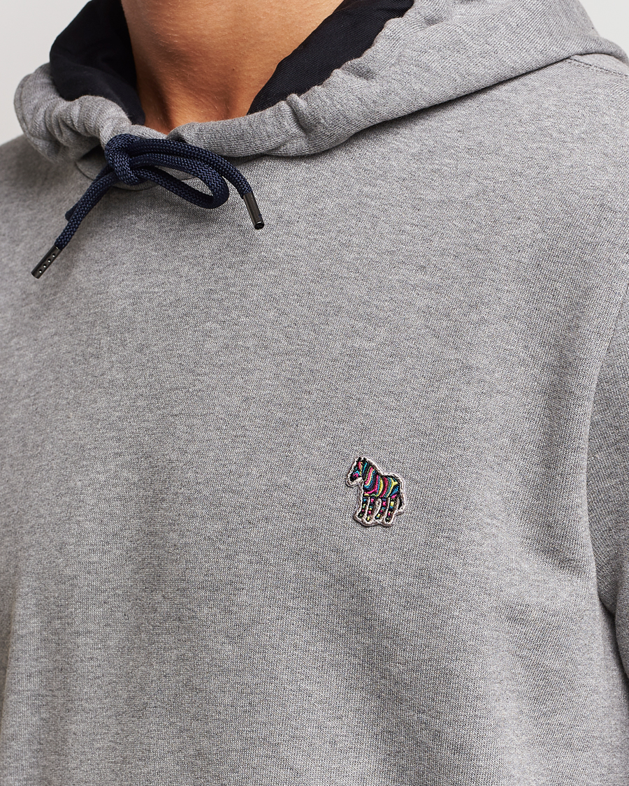 Men | Sweaters & Knitwear | PS Paul Smith | Zebra Organic Cotton Hoodie Grey Melange